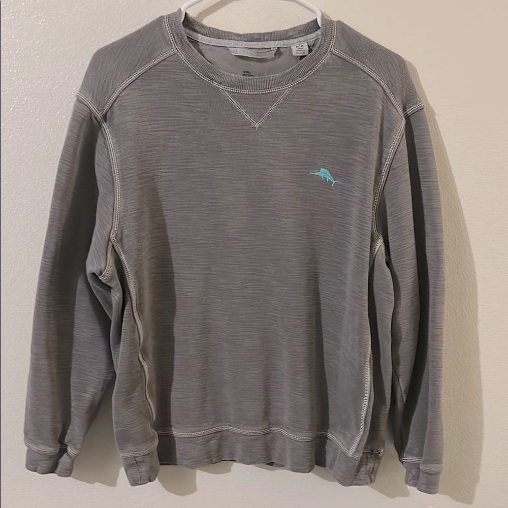 Tommy Bahama Light Gray Tobago Bay Jersey Cotton/Pima/Tencel Crewneck Sweatshirt